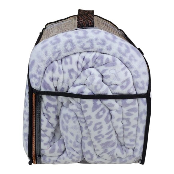 Juicy Couture Queen Plush Sheet Set Ultra Soft Cozy Leopard Print Lavender - Picture 2 of 8